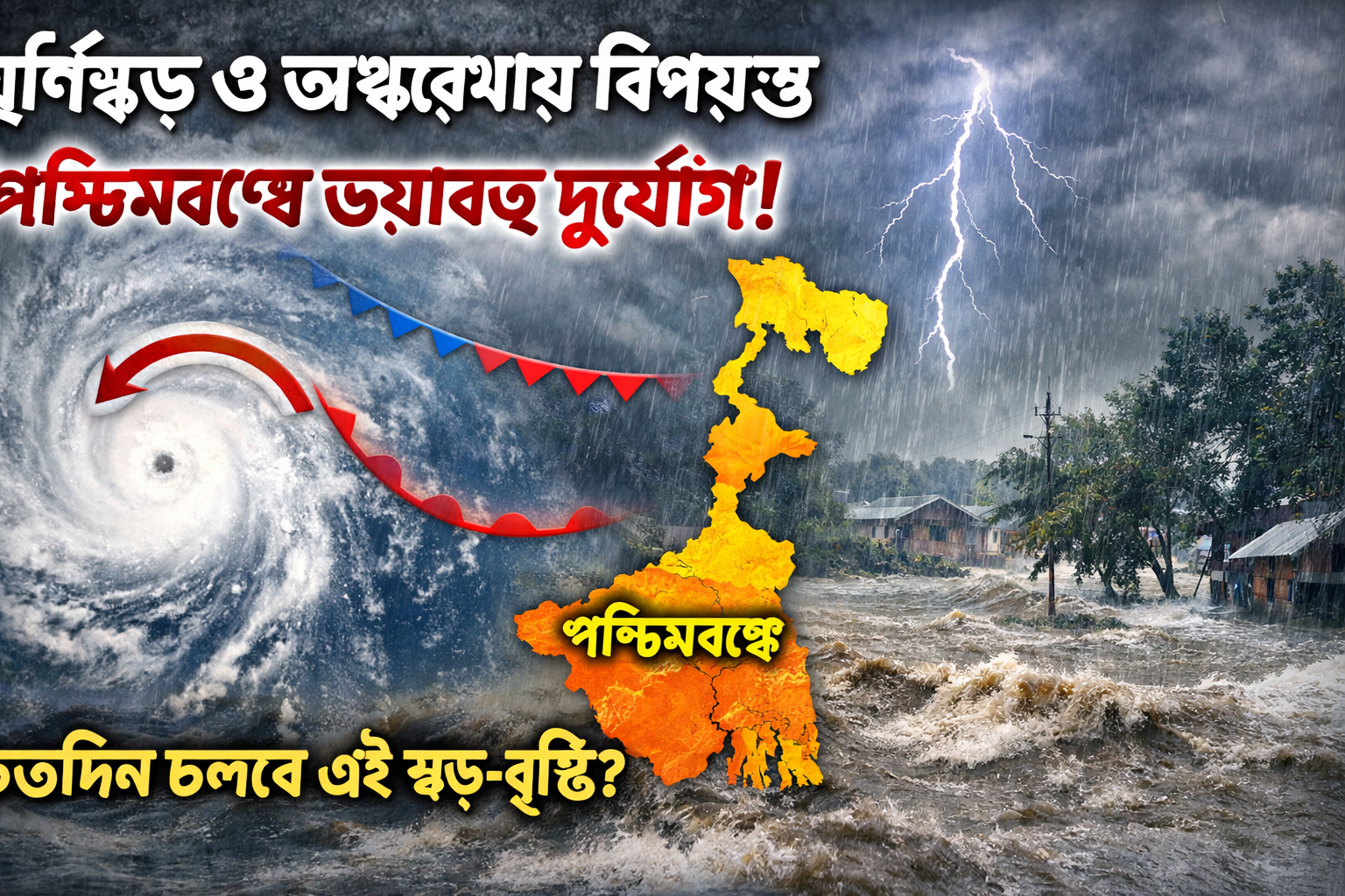 ঘূর্ণাবর্ত ও অক্ষরেখার জোড়া ফলায় পশ্চিমবঙ্গে ভয়াবহ দুর্যোগ! কত দিন চলবে এই ঝড়-বৃষ্টি? 